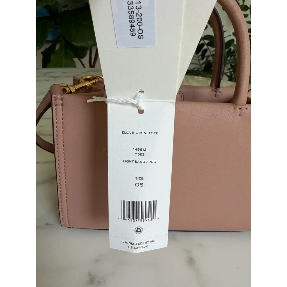NWT Tory Burch MINI ELLA Bio Tote Bag in Light Sand Beige Tan Crossbody